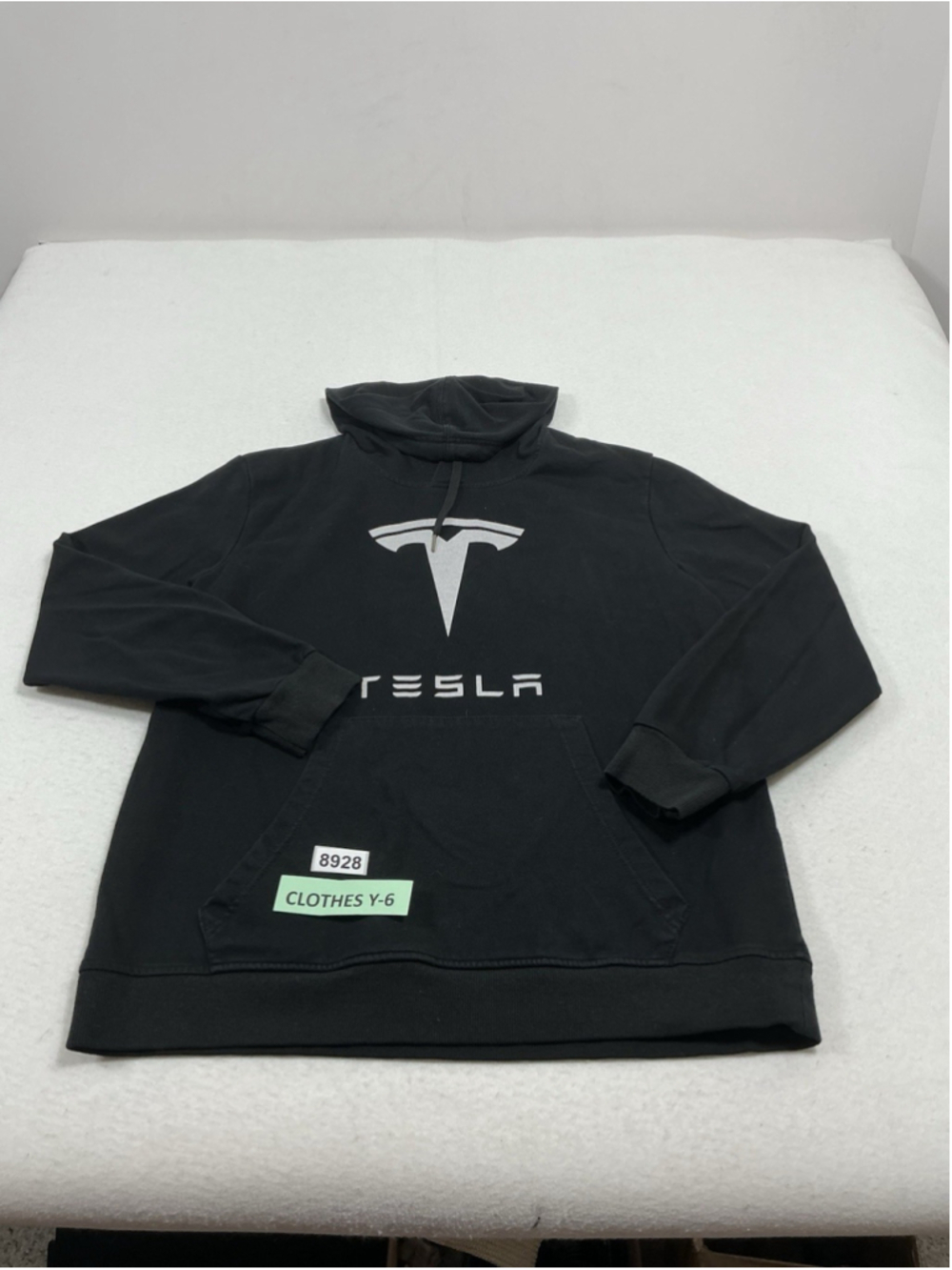 Unisex Adult Excellent Tesla Hoodie XL Black Pullover Long Sleeve Kangaroo Pkt